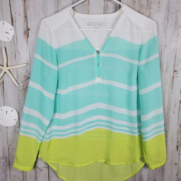 LC Lauren Conrad Striped Blouse Size Small - Picture 10 of 10